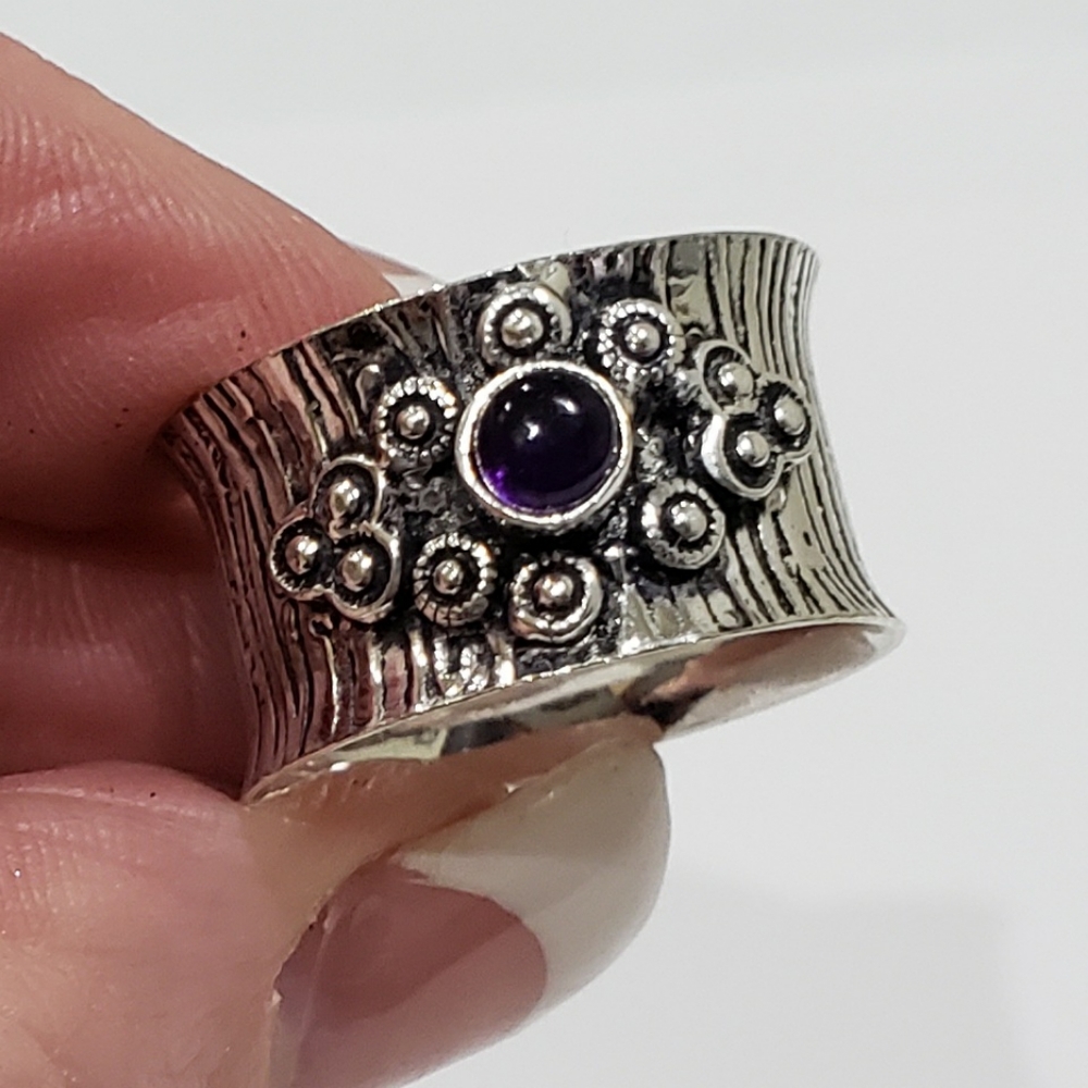 Amethyst Ring, 925 Silver Amethyst Ring, Amethyst… - image 4